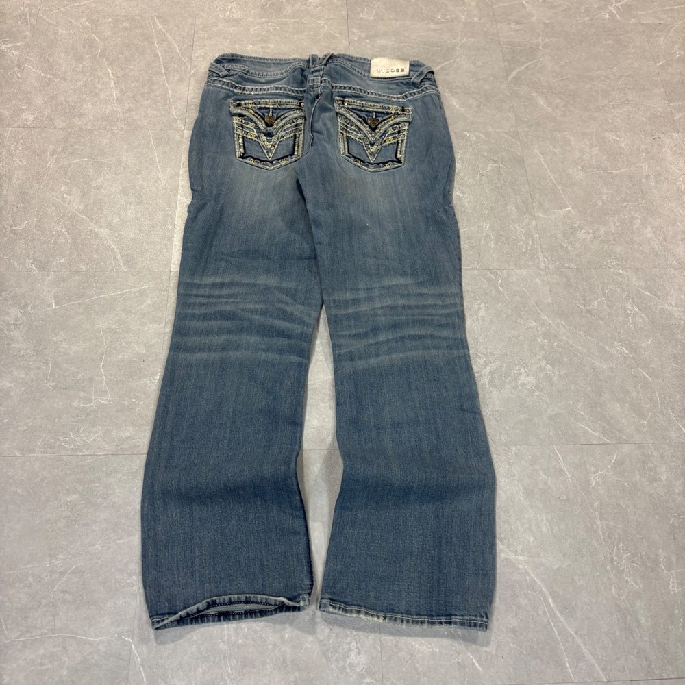 Vigoss The New York Slim Boot Jeans Medium Wash Embroidered Pockets Size 11/12